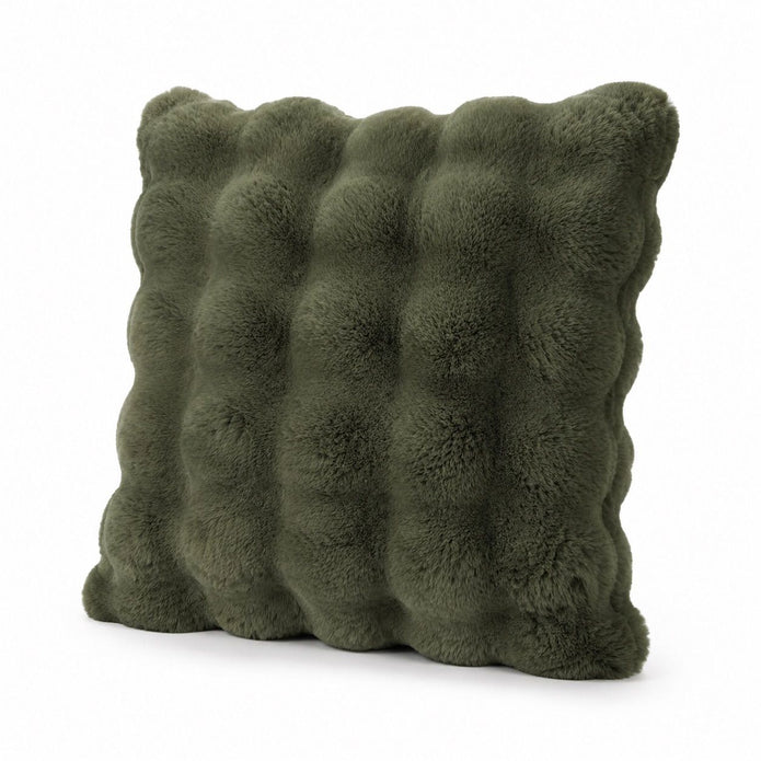 Olive Green Luxury Faux Fur Cushion