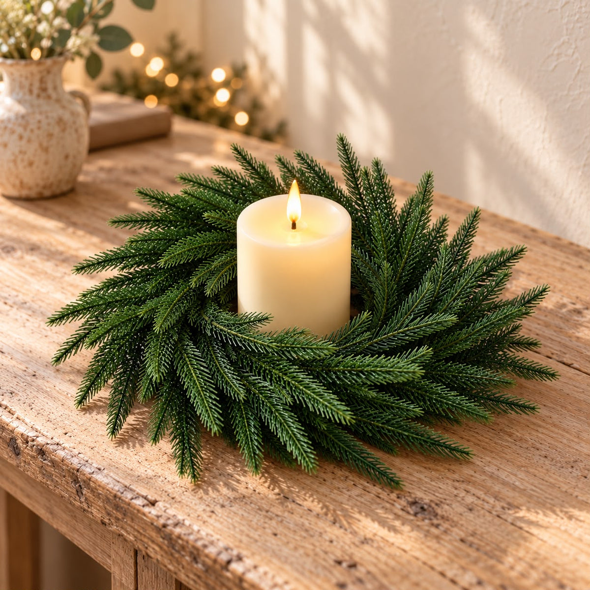 Artificial Luxury Green Norfolk Candle Ring