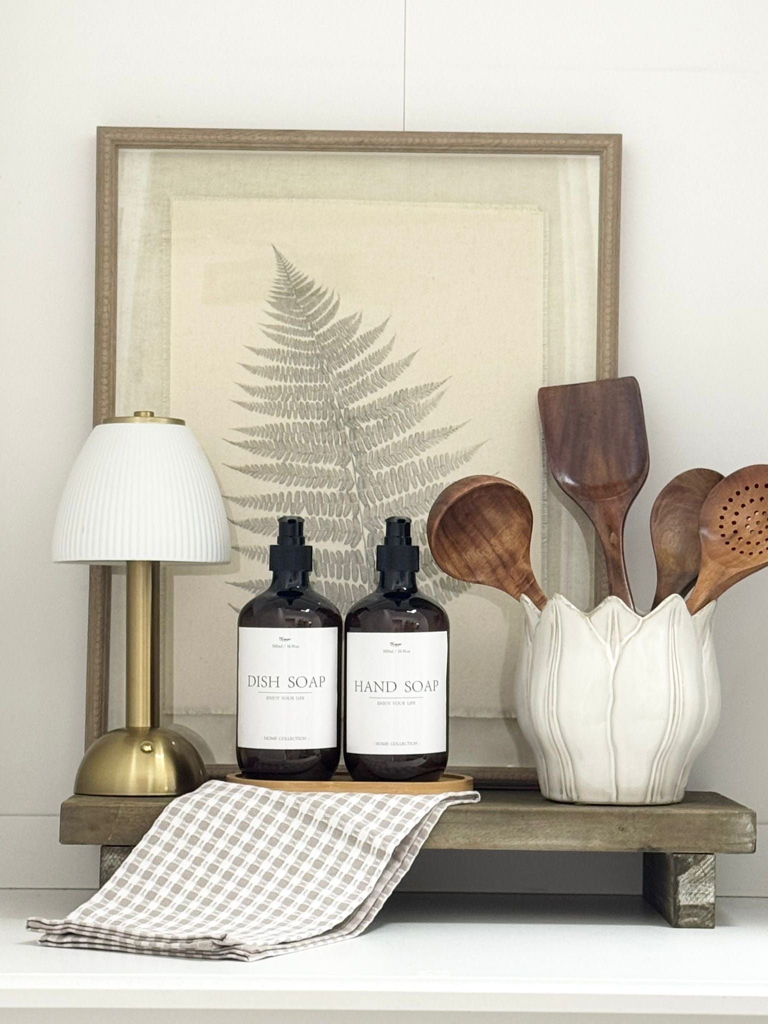 Natural wooden rectangle rustic display riser by Gisela Graham, showcasing a small or large home decor piece on a wooden surface.
