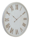 Large rustic white clock with beaded frame, decorative wall clock by Hill Interiors featuring vintage-style design.