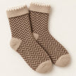 Cosy Cuff Socks - Beige Herringbone