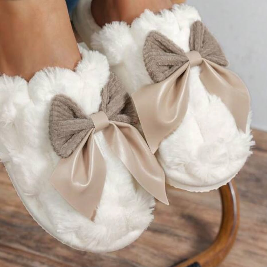 Slippers - Cream And Beige Bow