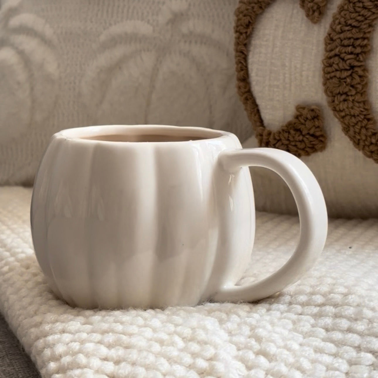 White Ceramic Pumpkin Mug