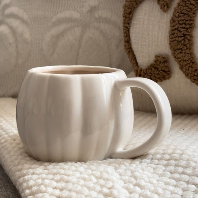 White Ceramic Pumpkin Mug