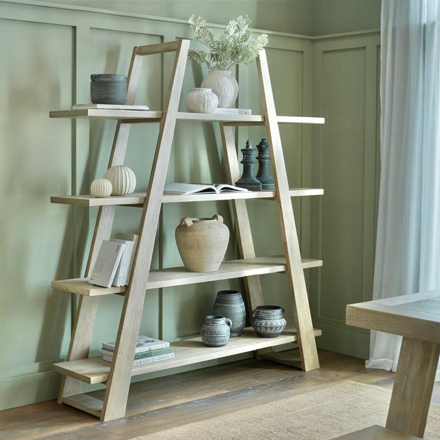Hill Interiors Haldon Collection 4 Shelf Apex Shelving Unit with wooden shelves and modern design for versatile storage.
