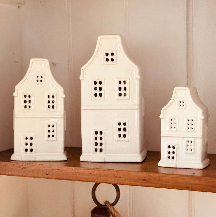 White Ceramic LED Light Up Christmas Village House