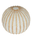 Decorative globe-shaped ball with blue and white stripes, perfect for home décor by Hill Interiors.