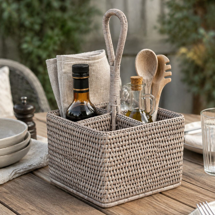 Wickham Rattan Cutlery or Condiment Holder - PRE ORDER MID OCTOBER DELIVERY