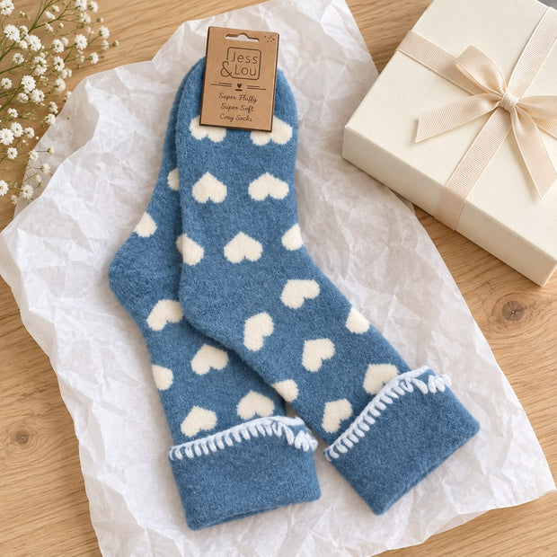 Blue Heart Cuff Cosy Sock