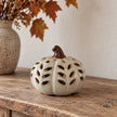 Neutral Ceramic Cut Out Light Up LED Tall Pumpkin – product view 3