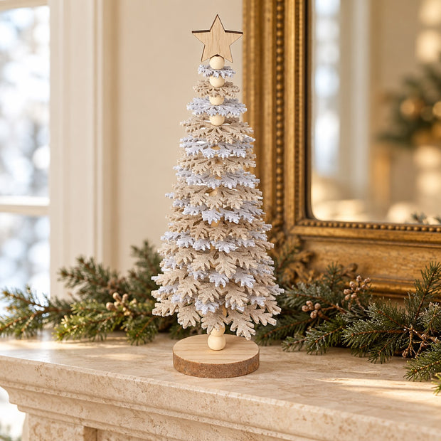 Beige And Grey Felt Snowflake Tree