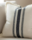 Ellie Navy Blue And Cream Stripe Cotton Cushion Cover