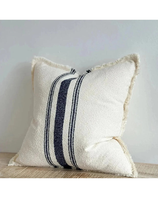 Ellie Navy Blue And Cream Stripe Cotton Cushion Cover - Soft FurnishingsSoft Furnishings - Lulu Loves Home