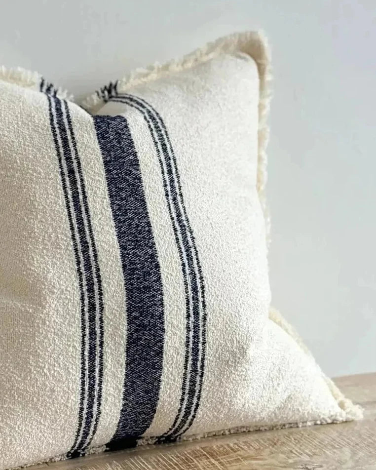 Ellie Navy Blue And Cream Stripe Cotton Cushion Cover - Soft FurnishingsSoft Furnishings - Lulu Loves Home