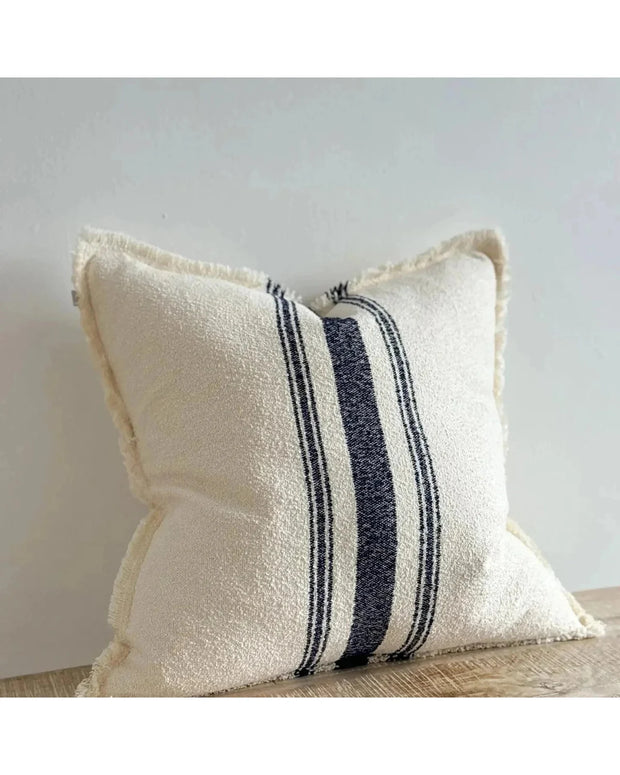 Ellie Navy Blue And Cream Stripe Cotton Cushion Cover - Soft FurnishingsSoft Furnishings - Lulu Loves Home