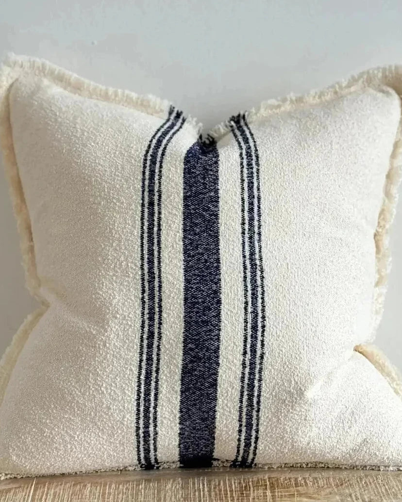 Ellie Navy Blue And Cream Stripe Cotton Cushion Cover - Soft FurnishingsSoft Furnishings - Lulu Loves Home