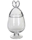 Extra Large Glass Lidded Bonbon Jar With Bunny Rabbit Ears