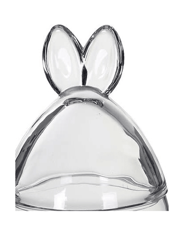 Extra Large Glass Lidded Bonbon Jar With Bunny Rabbit Ears