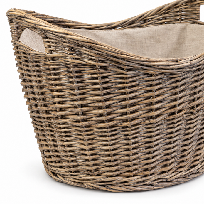 Burley Oval Log Basket with Hessian Liner