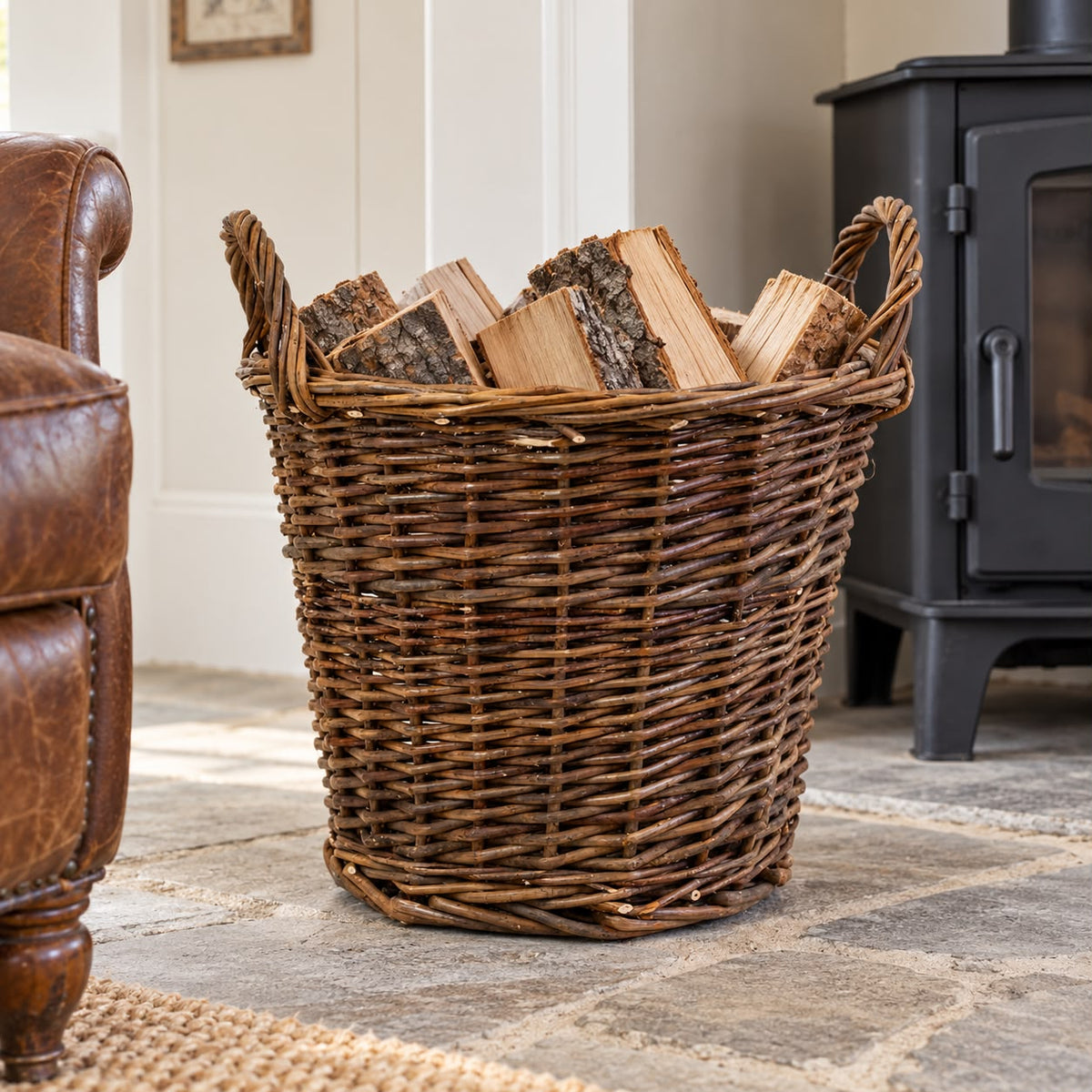 Meon Rattan Round Log Basket