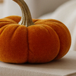Mini Orange Velvet Pumpkin With Gold Stem