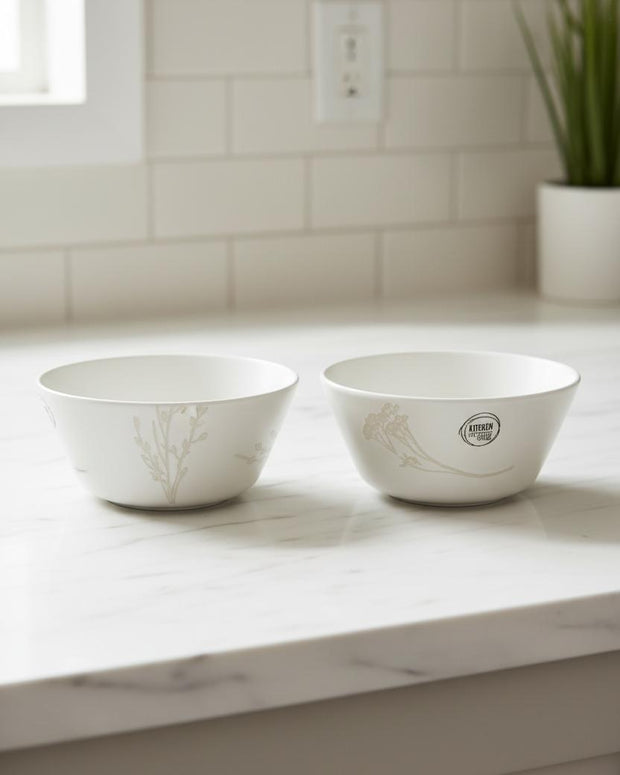 White Ceramic Floral Bowl