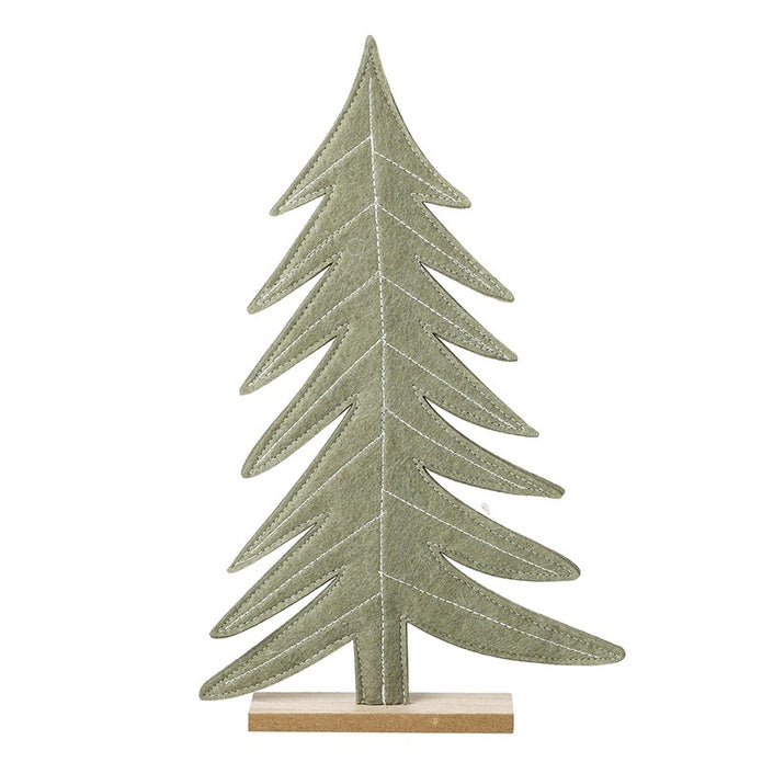 Sage Green Tall Felt Christmas Tree, full view of the sage felt tree on white