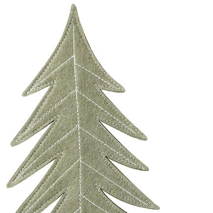 Sage Green Tall Felt Christmas Tree, close-up of the sage felt branches and white stitching