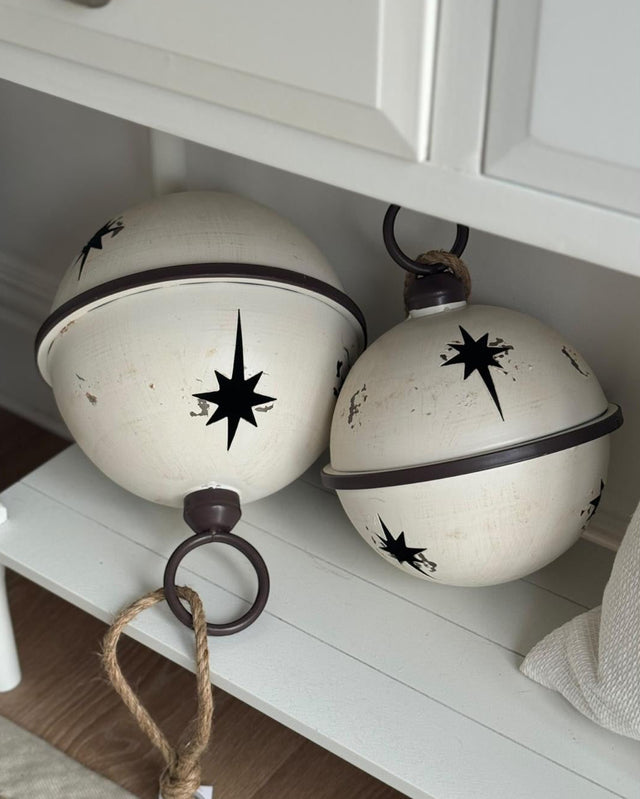 White Rustic Round Hanging Metal Bells