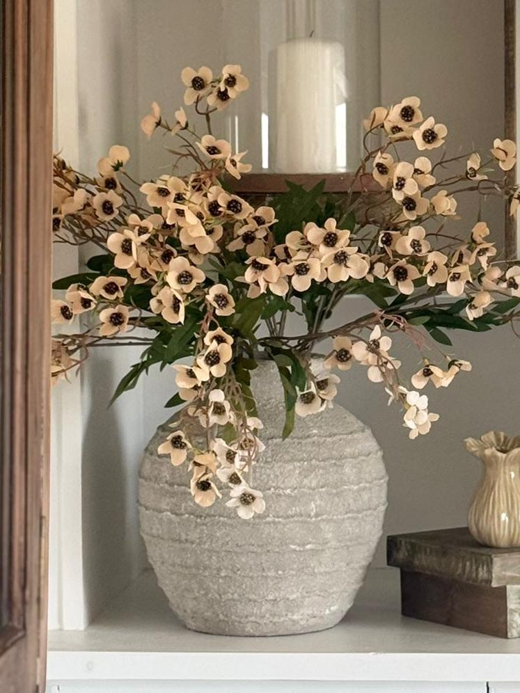 Artificial Daisy Flower Stem in Peach by Starlight Express, featuring realistic peach-colored daisies on a natural-looking stem.