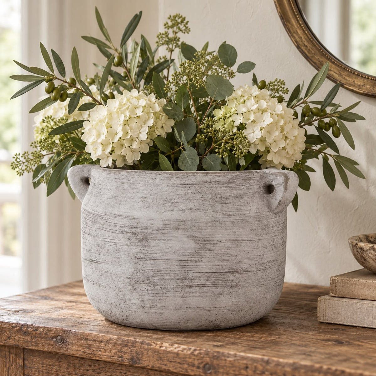 Athena Neutral Stone Hydria Vase