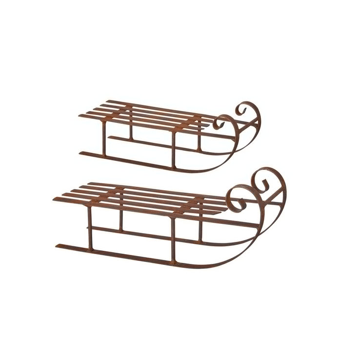 Rustic Metal Christmas Sleigh Decoration