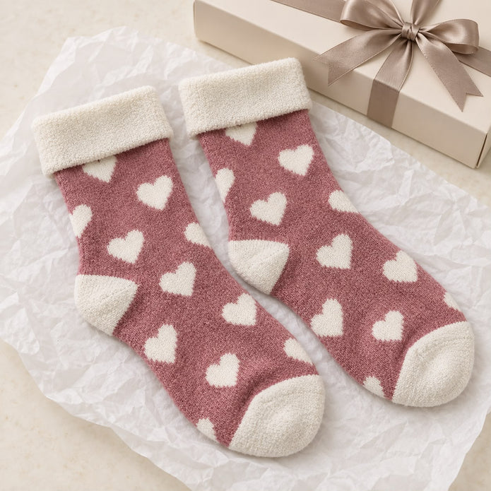 Cosy Cuff Socks - Pink Heart
