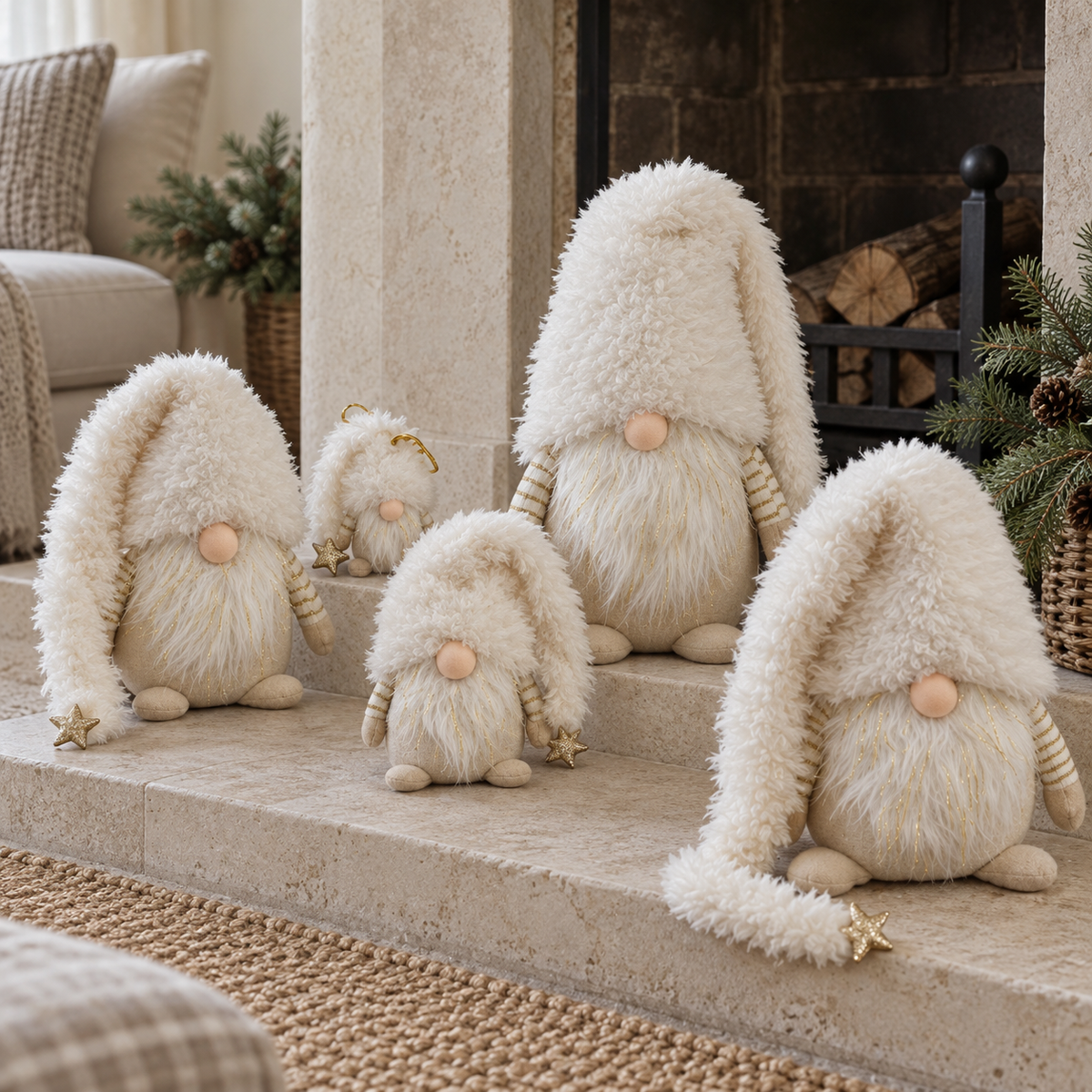 Fluffy Cream And Beige Christmas Gonk