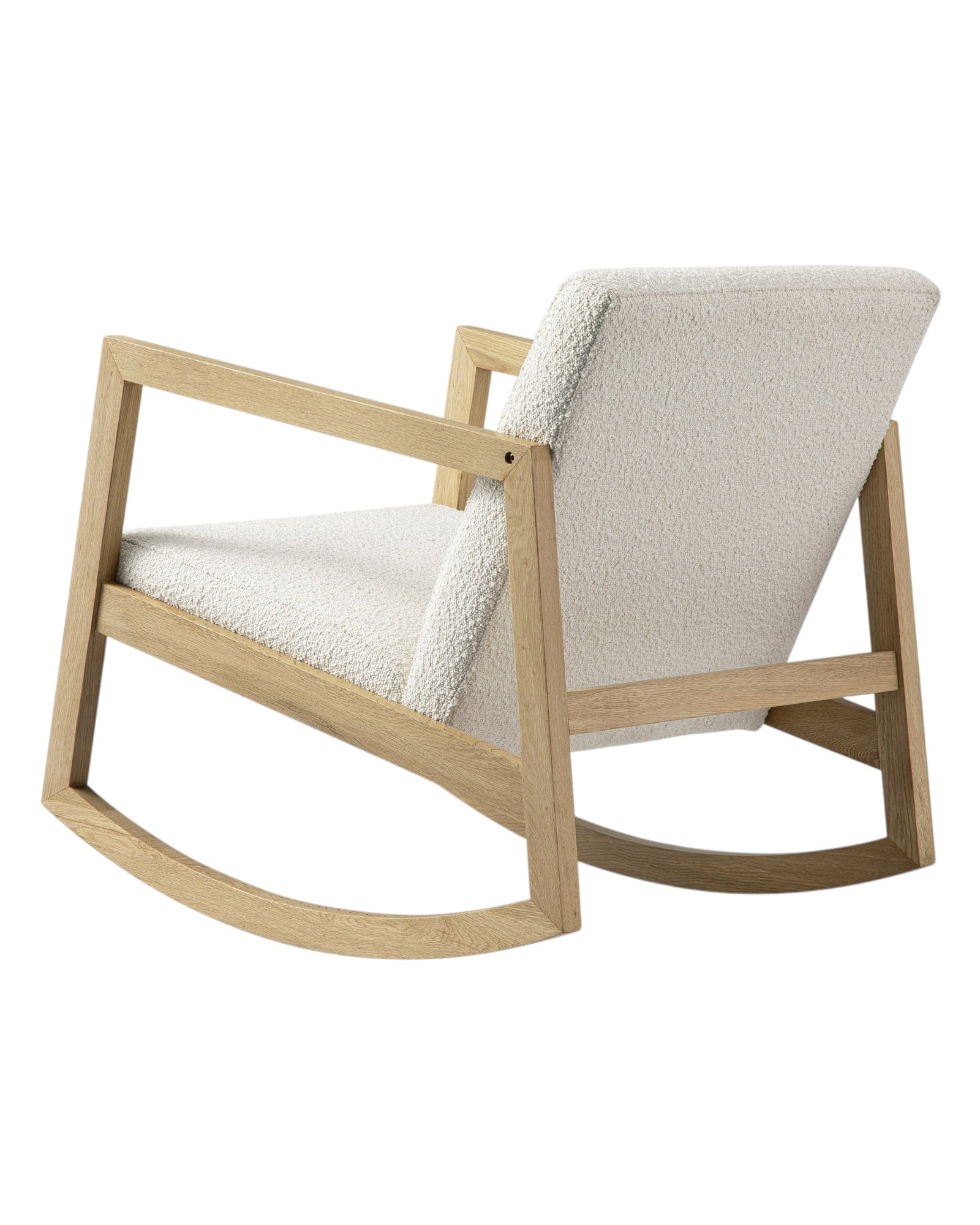 Cream boucle Sherpa rocking chair with plush upholstery and wooden rocking base, stylish furniture piece by Starlight Express