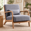 Grey Retro Wooden Framed Arm Chair