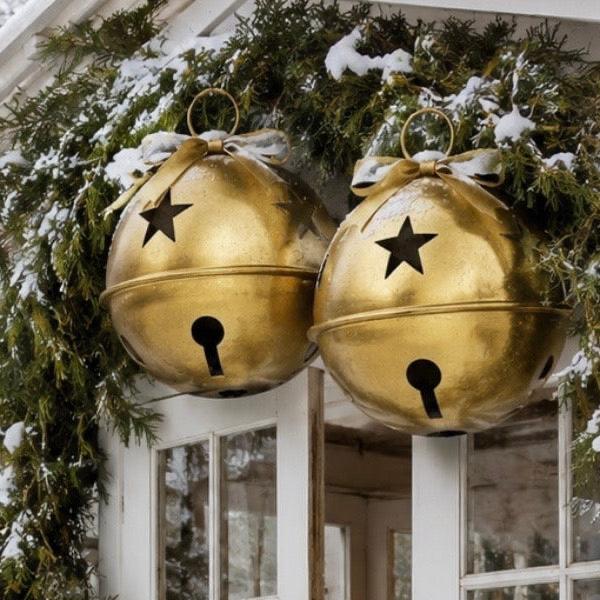 Gold Metal Hanging Bell With Cut Out Stars