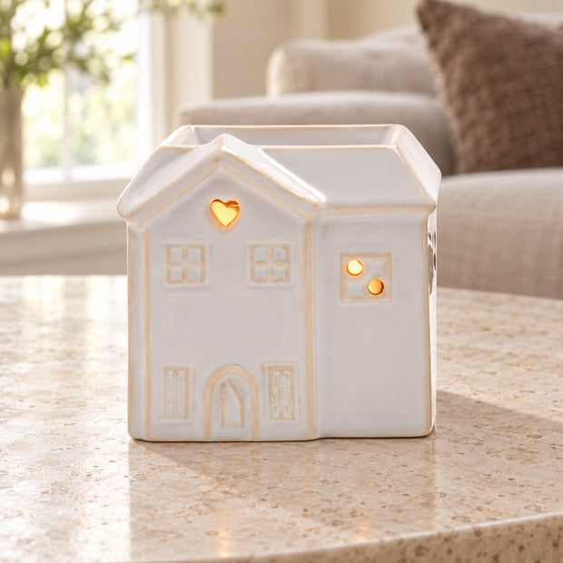 Small White Ceramic House Wax Melt Burner — product image 2