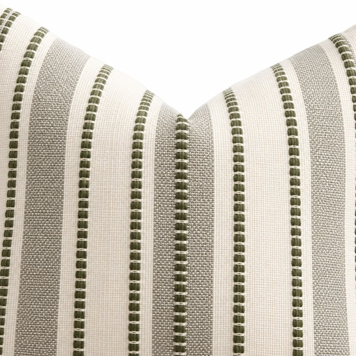Olive Green Stitch Stripe Cushion Cover