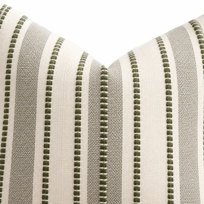 Olive Green Stitch Stripe Cushion Cover
