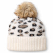 Cream Leopard Print Fluffy Bobble Hat