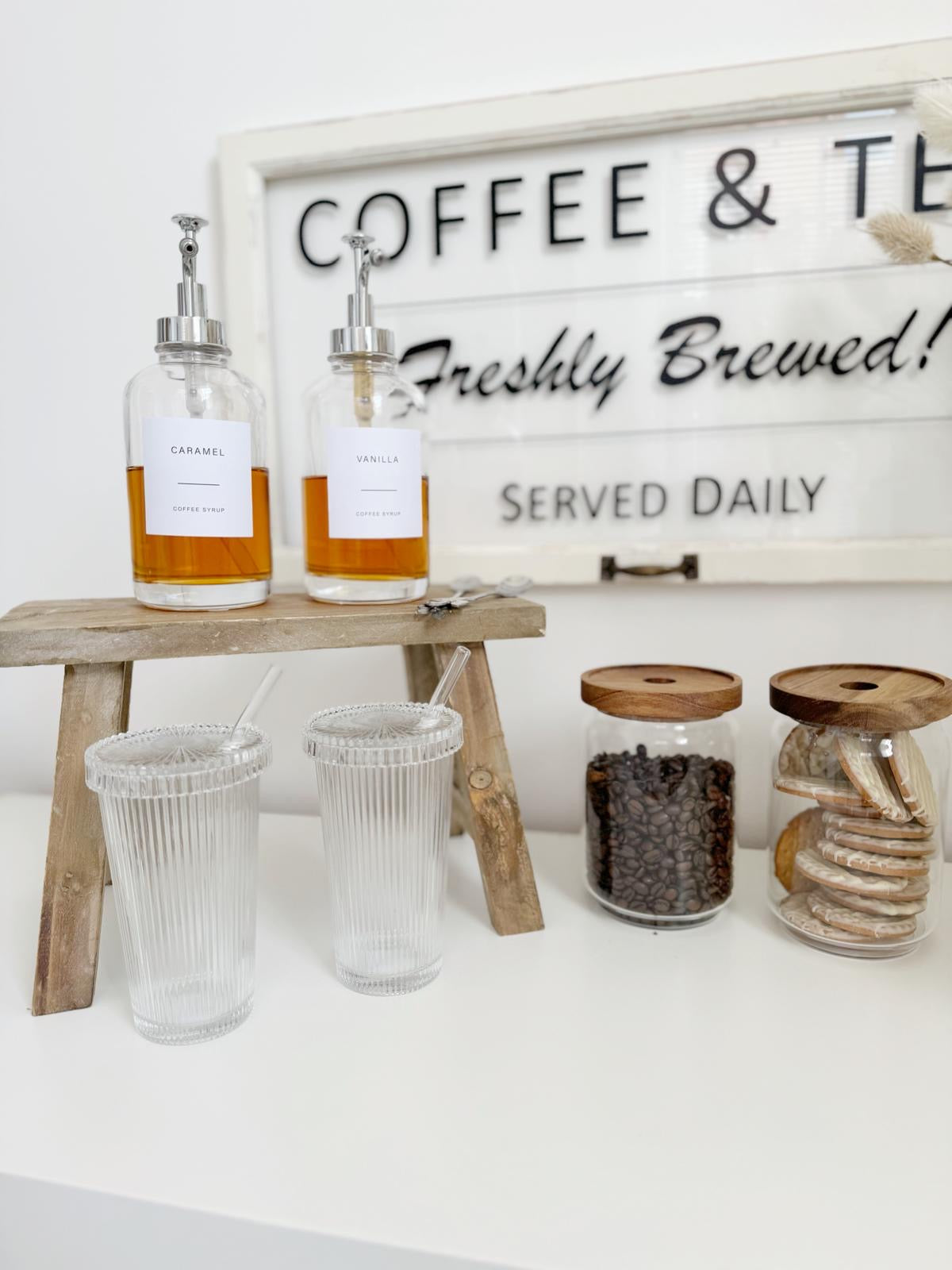 Natural wooden rustic display bench and riser by Gisela Graham, shown in small and large sizes for home decor arrangements.