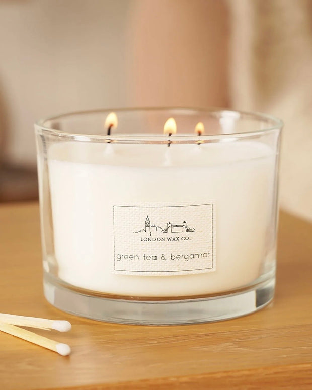 London Wax Company Triple Wick Lidded Candle - Green Tea & Bergamot