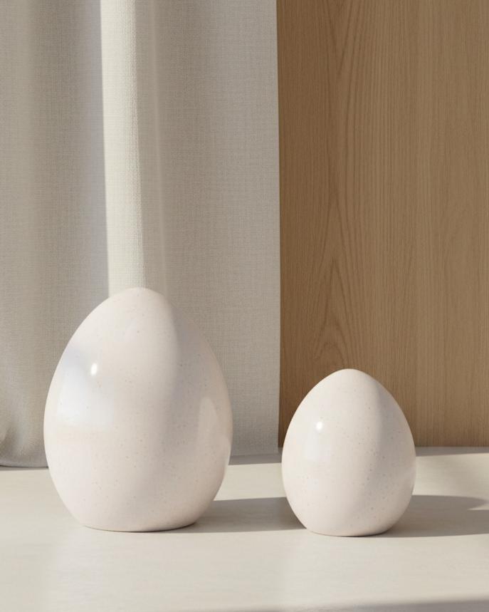 White Ceramic Decor Eggs - Set of Two