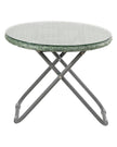 Green rattan garden furniture set with a chair and table from Pacific Lifestyle Ltd, perfect for outdoor relaxation.