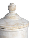 White stone canister from Hill Interiors, rustic home decor storage container with a smooth finish and vintage-inspired design.