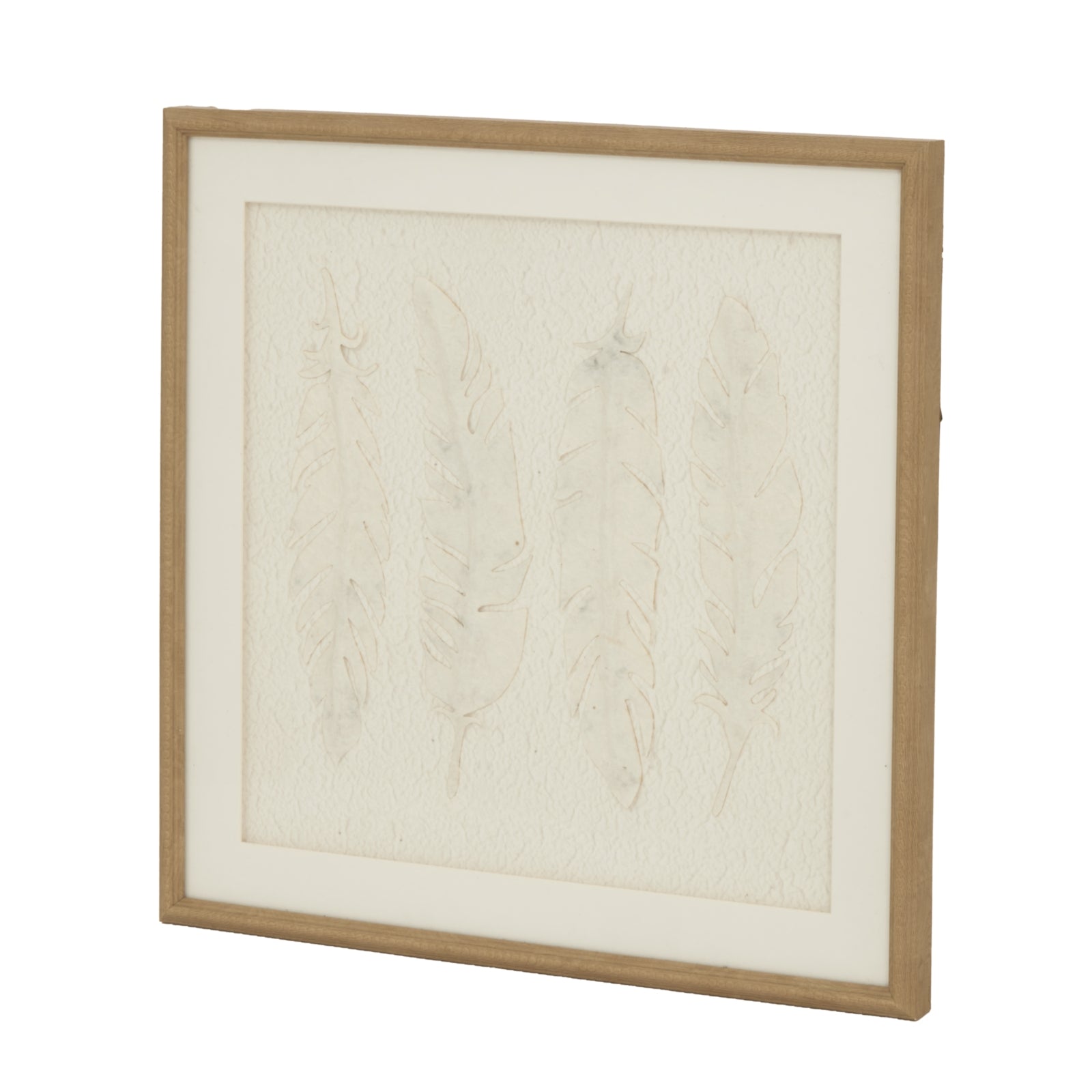 White feather wall art by Hill Interiors in a frame, modern wall decor piece featuring a delicate feather design.