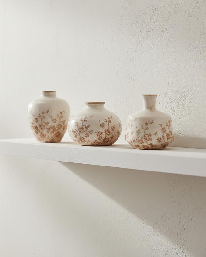 Small White Jug Vase With Autumnal Floral Pattern