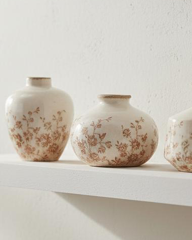 Small White Jug Vase With Autumnal Floral Pattern