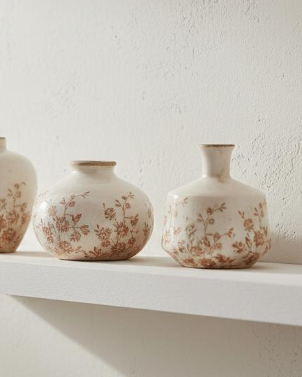 Small White Jug Vase With Autumnal Floral Pattern